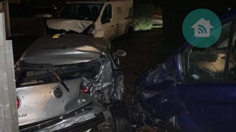 Van driver takes out 3 parked vehicles and damages property